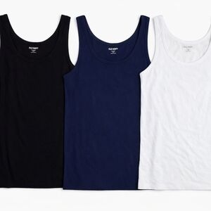 Old Navy Women’s Size XXL Ribbed Tank Tops (Lot of 3 – Black, White & Navy Blue)